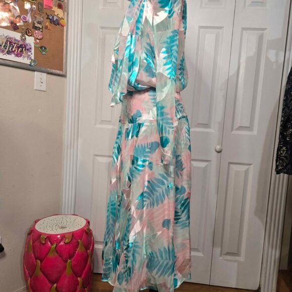 Size 6 The Silk Farm 100% Silk Vintage Dress Fairy Pastel With Matching Belt - Picture 3 of 10